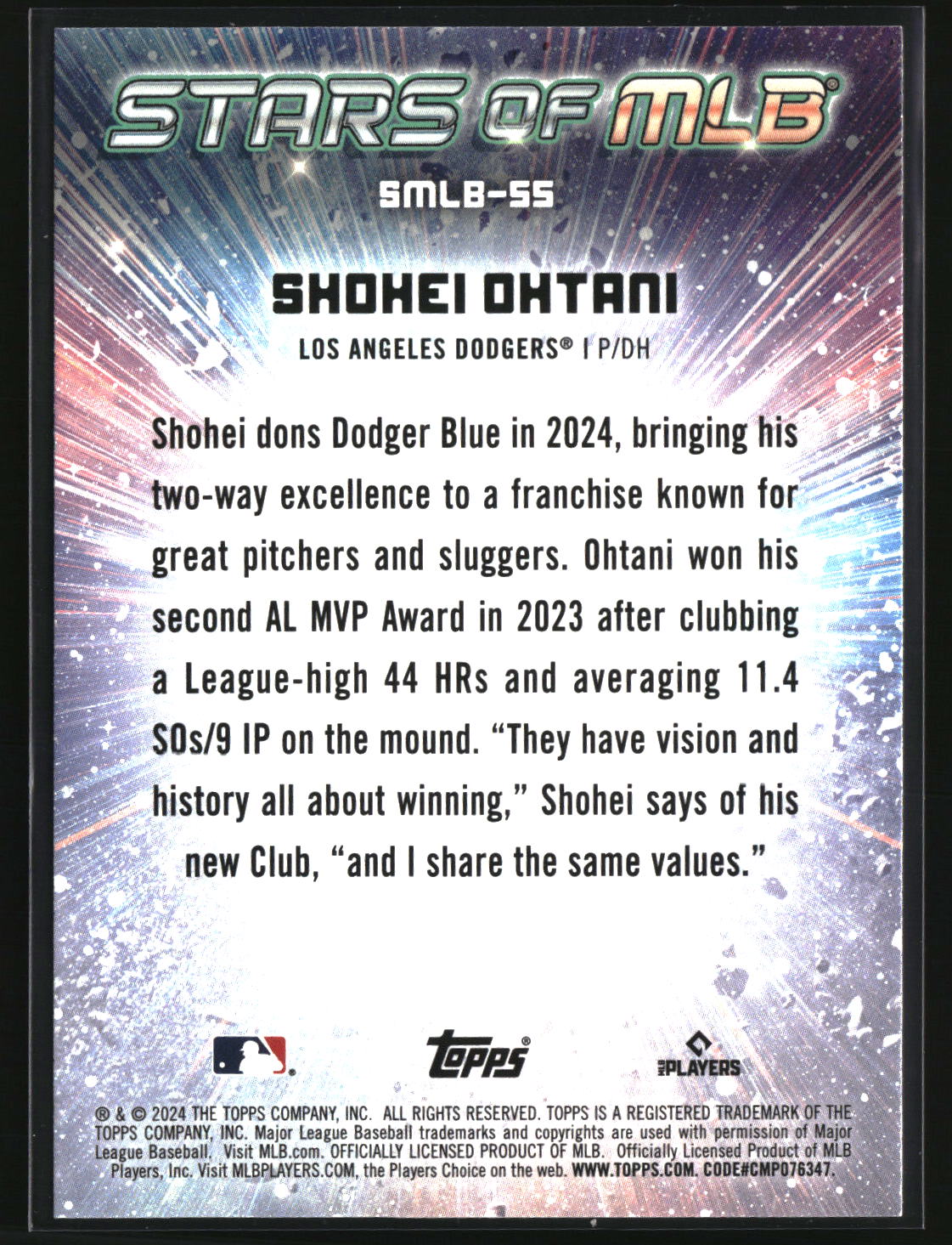 Shohei Ohtani 2024 Topps Stars of MLB #SMLB-55