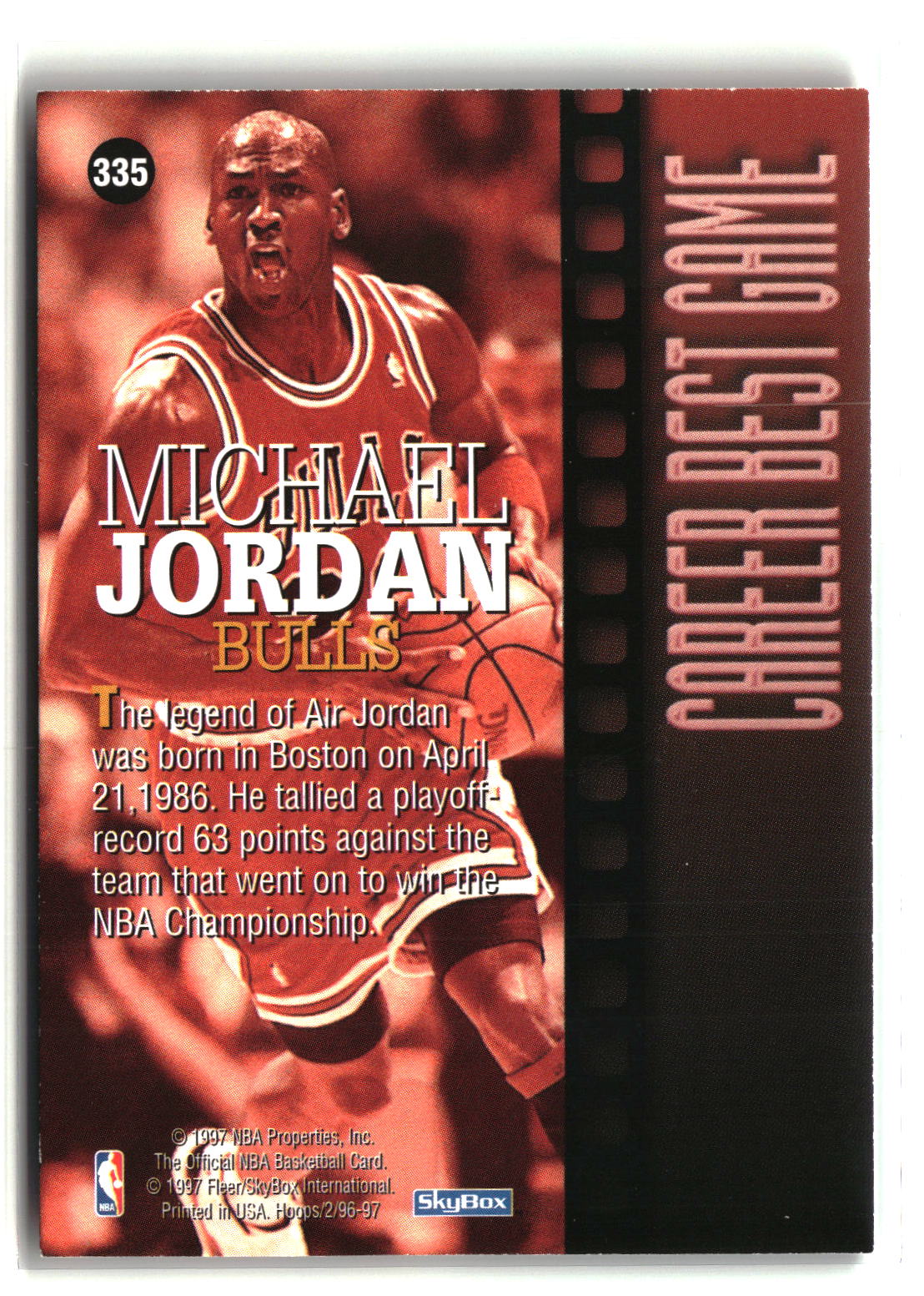 Michael Jordan 1996-97 Hoops #335