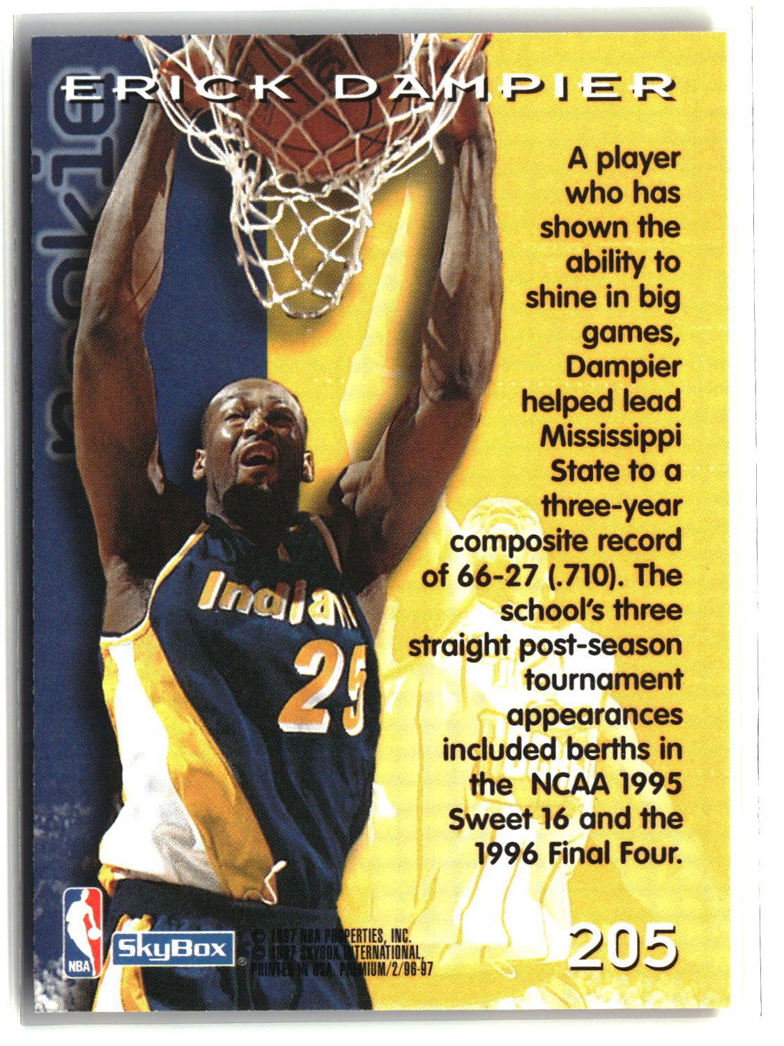 Erick Dampier 1996-97 SkyBox Premium #205