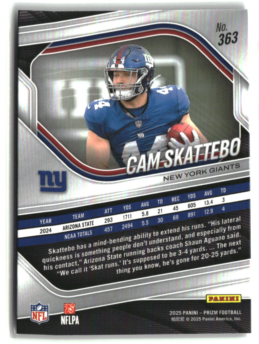 Cam Skattebo 2025 Panini Prizm #363