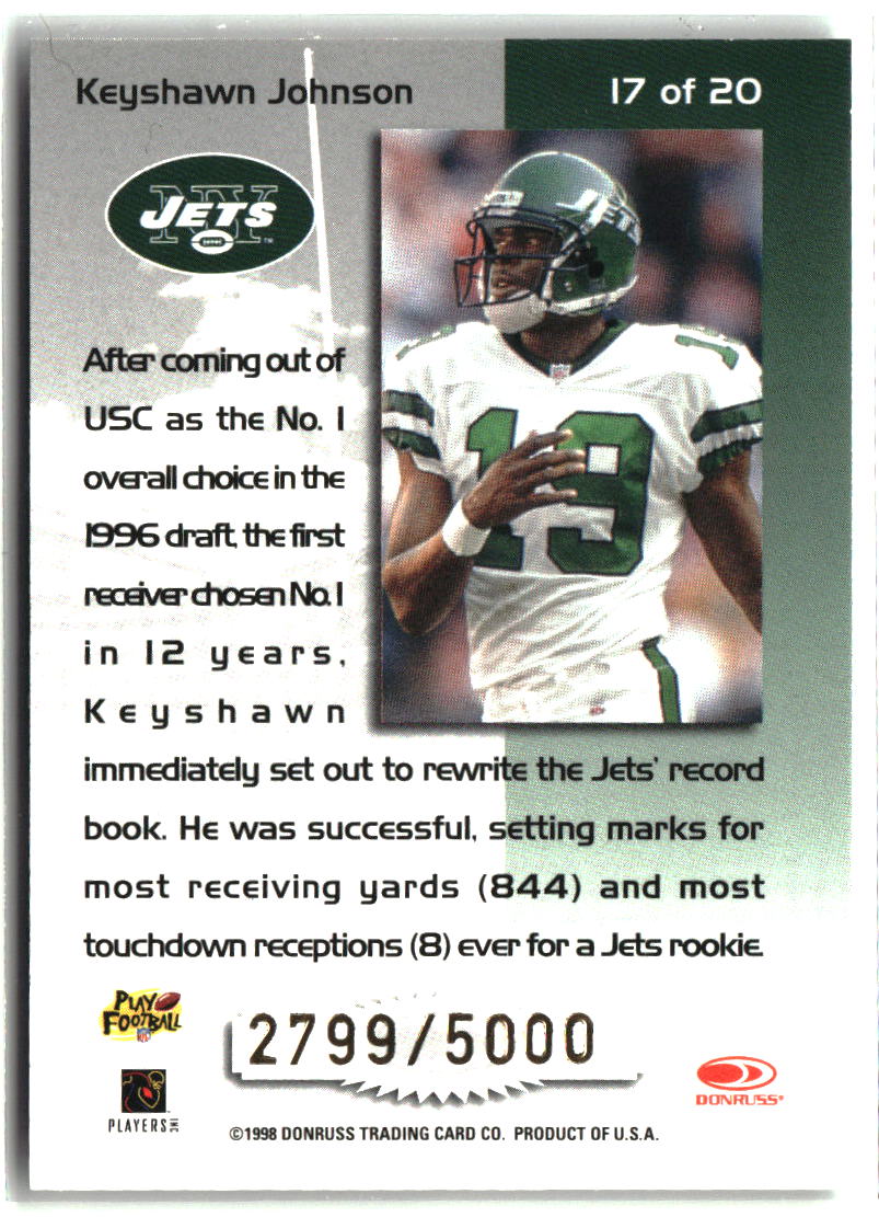 Keyshawn Johnson 1998 Leaf Rookies & Stars Touchdown Club #17 #/5000