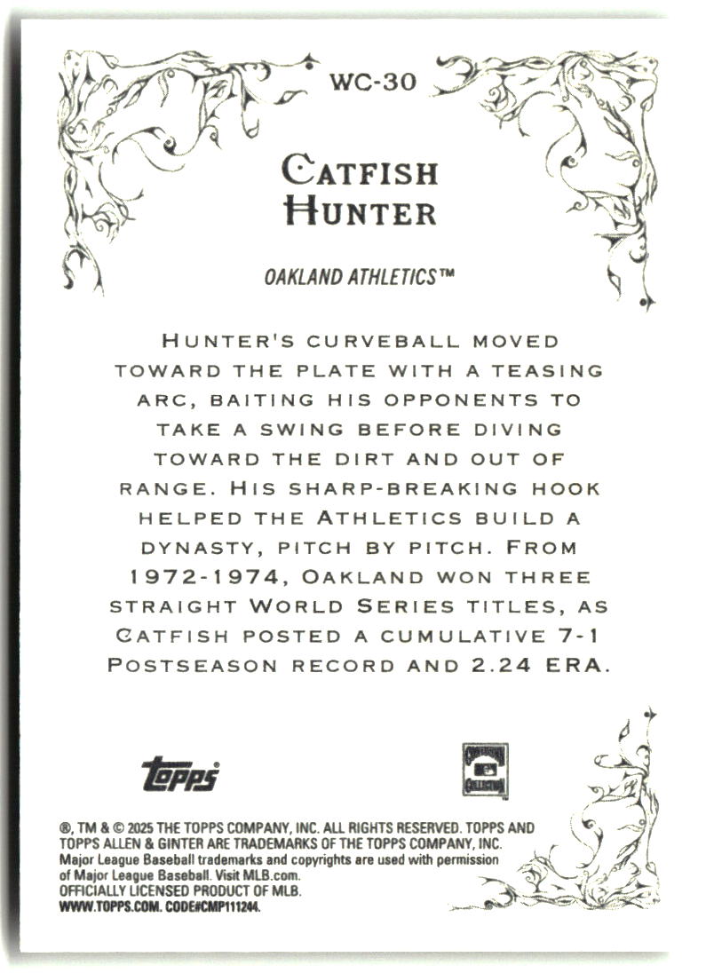 Catfish Hunter 2025 Topps Allen & Ginter Wicked Curves #WC-30