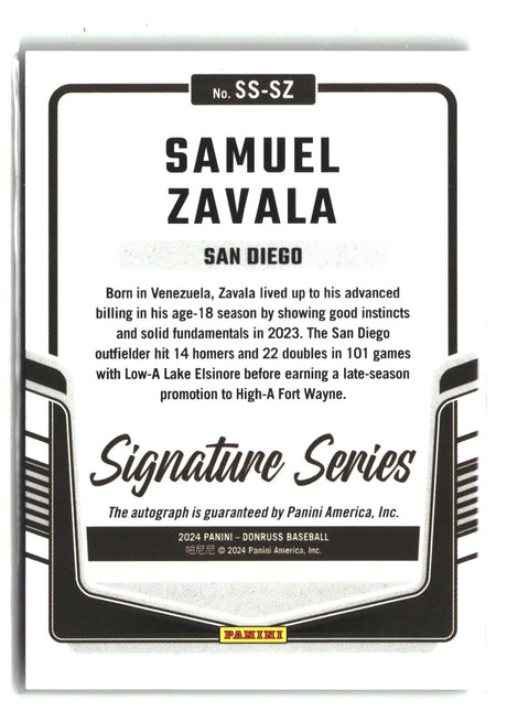 Samuel Zavala 2024 Donruss Signature Series Laser #SS-SZ