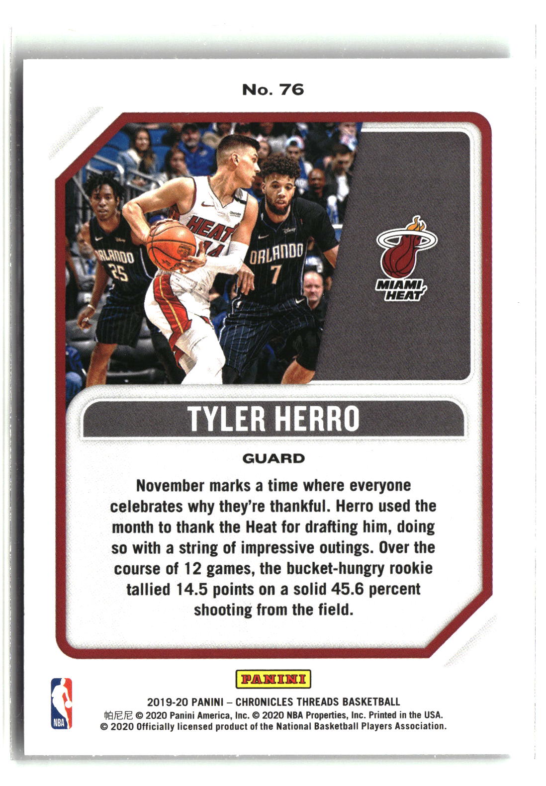 Tyler Herro 2019-20 Panini Chronicles #76