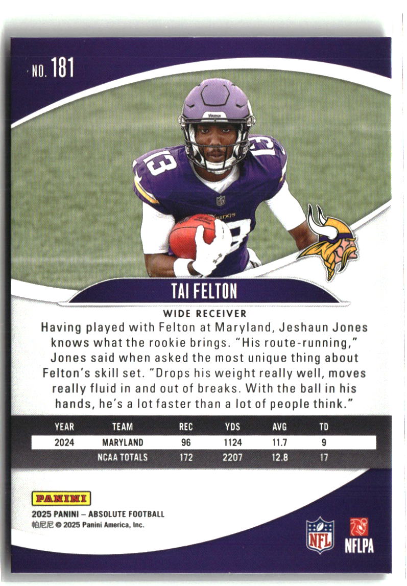 Tai Felton 2025 Panini Absolute Retail #181