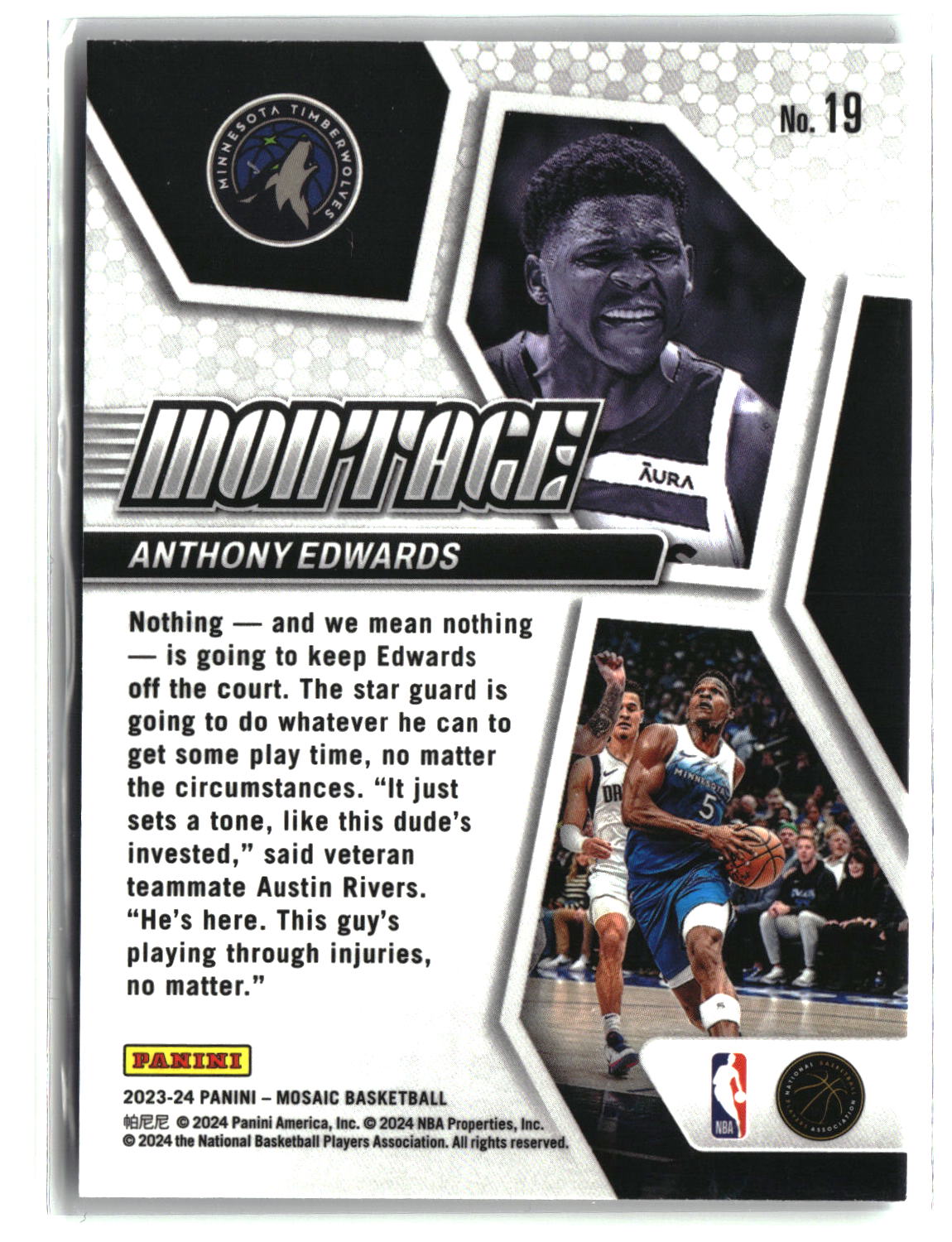 Anthony Edwards 2023-24 Panini Mosaic Montage #19