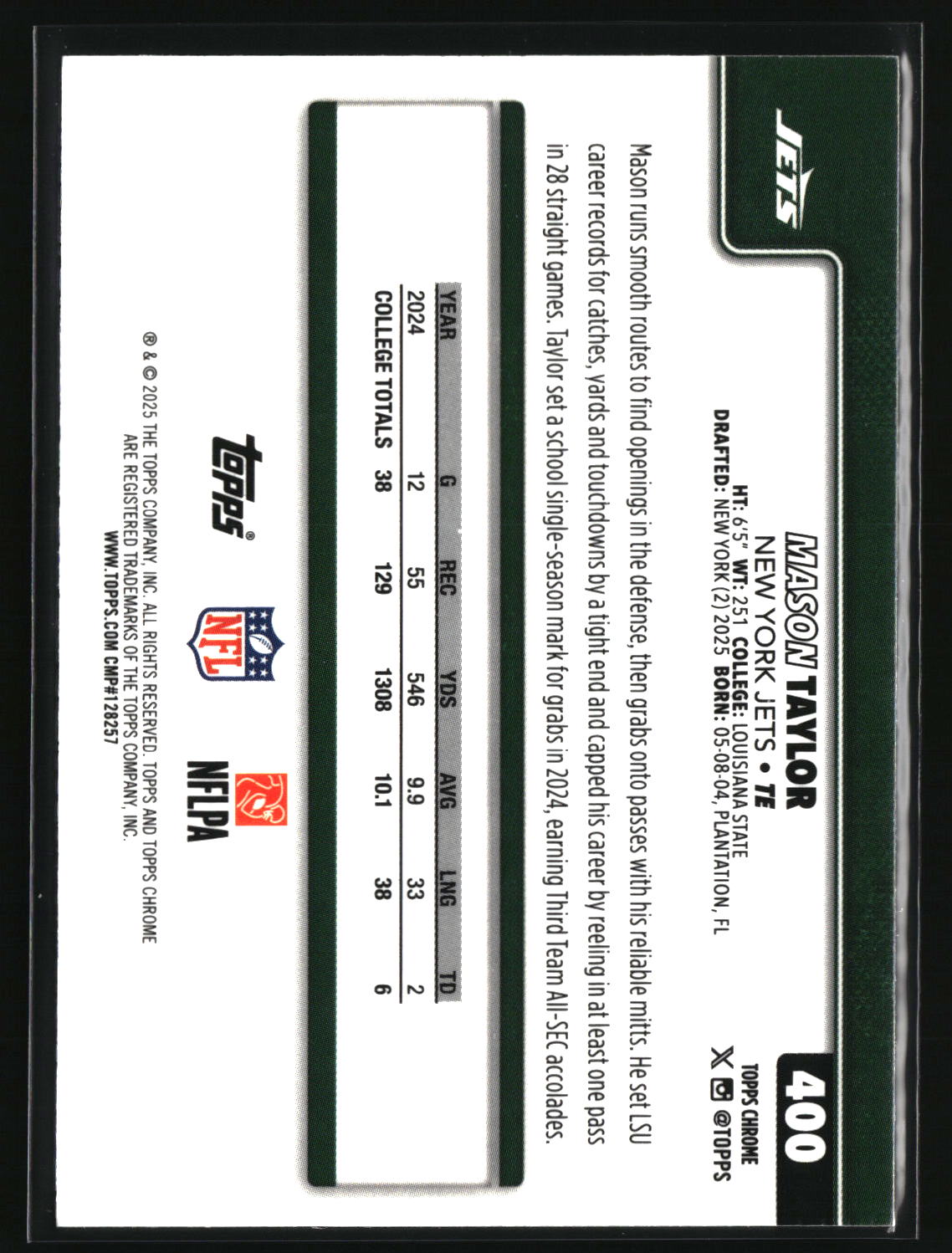 Mason Taylor 2025 Topps Chrome #400