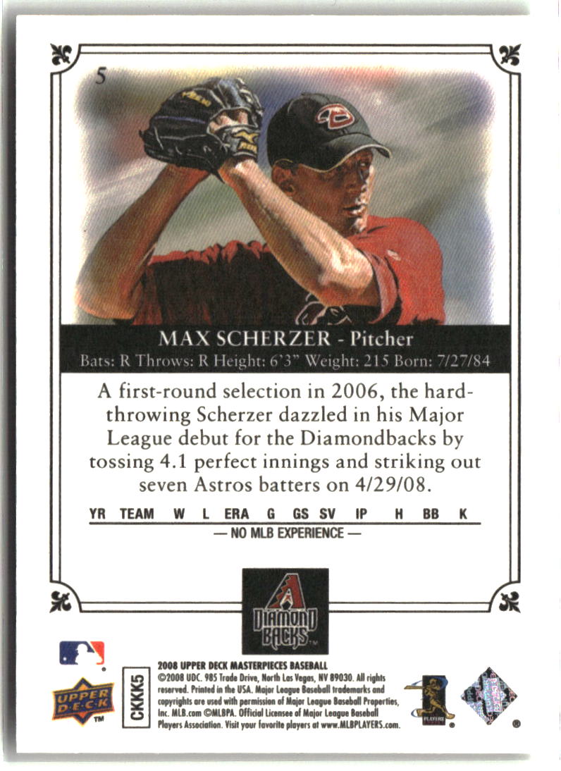 Max Scherzer 2008 Upper Deck Masterpieces #5