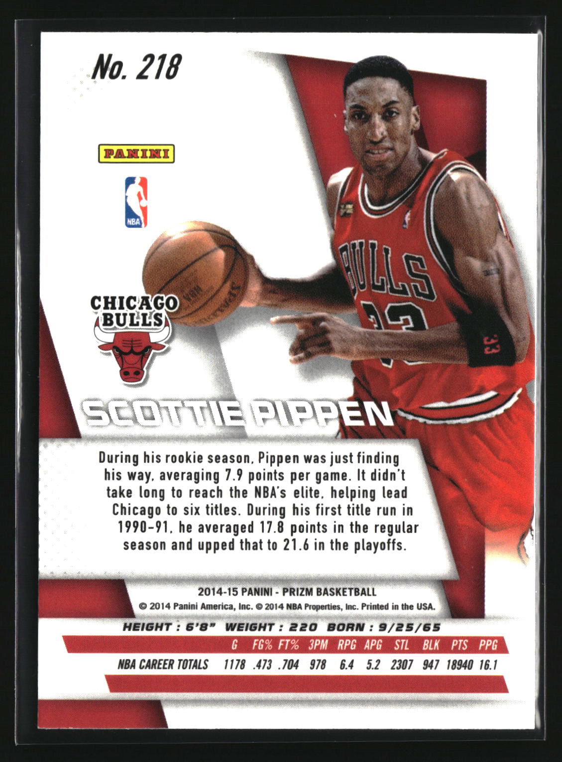 Scottie Pippen 2014-15 Panini Prizm #218