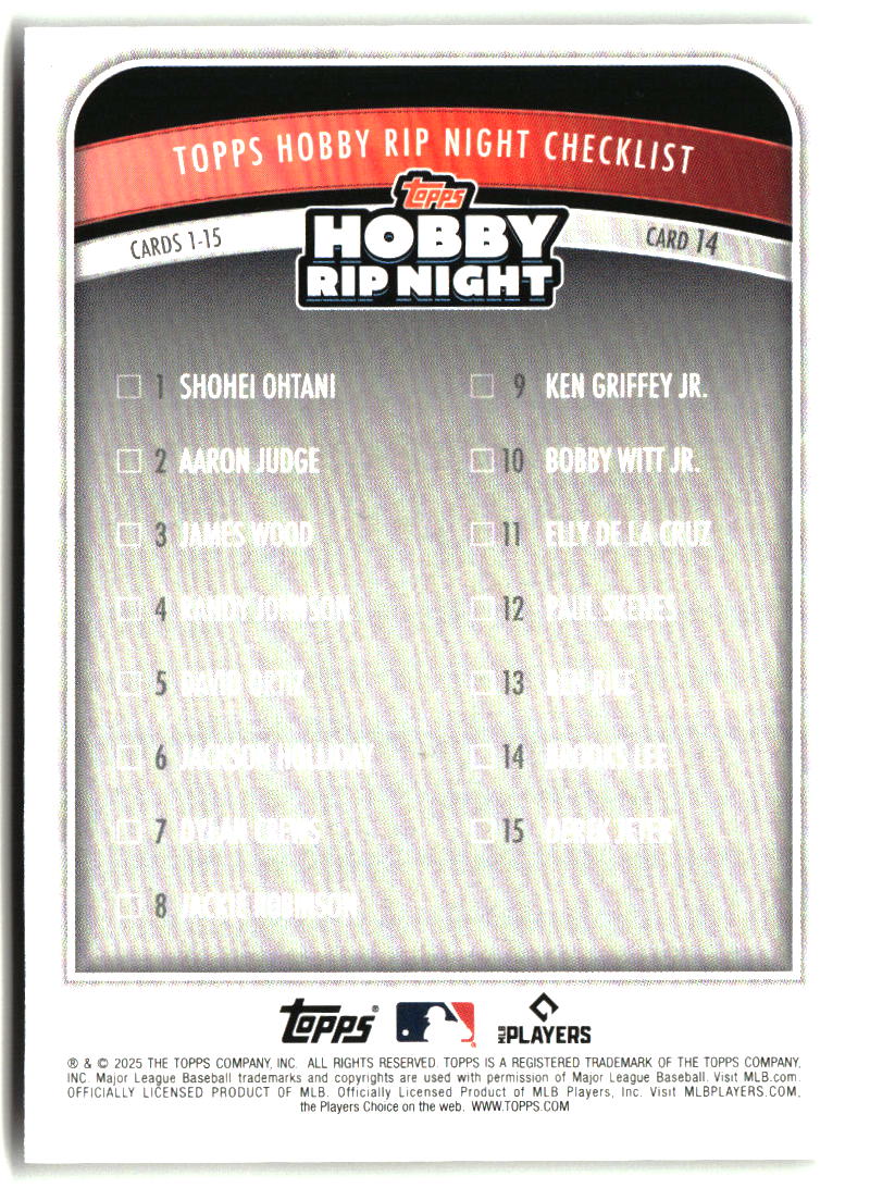 Brooks Lee 2025 Topps Hobby Rip Night #14