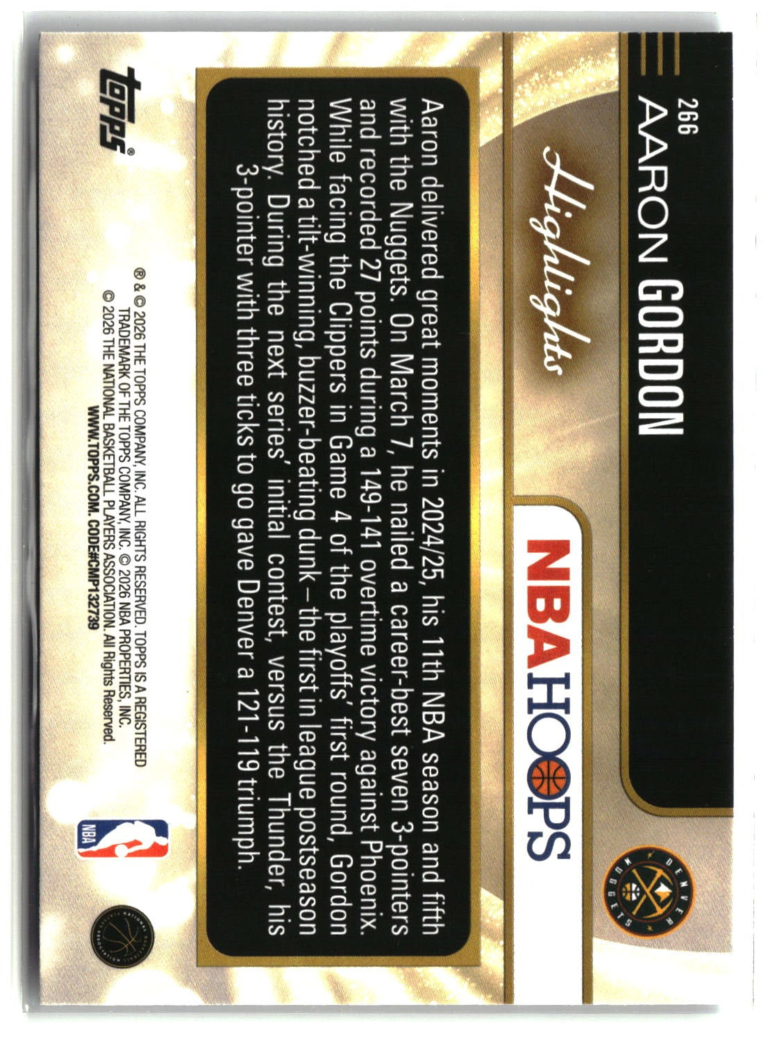Aaron Gordon 2025-26 Hoops #266