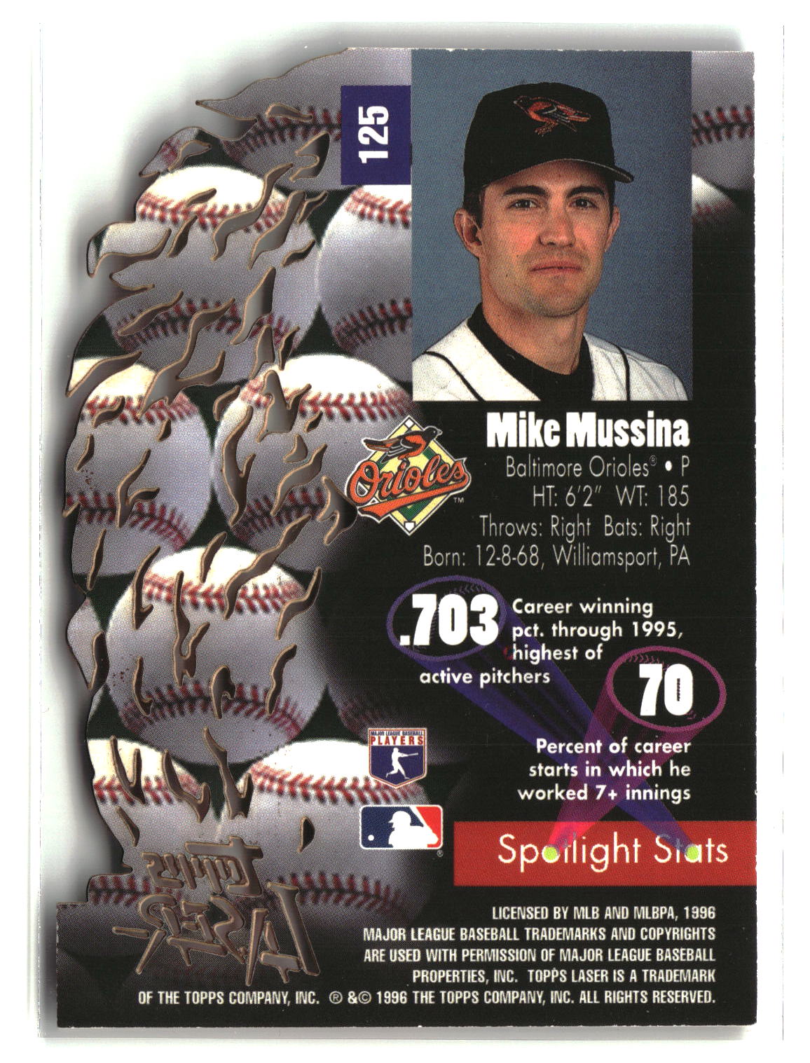 Mike Mussina 1996 Topps Laser #125