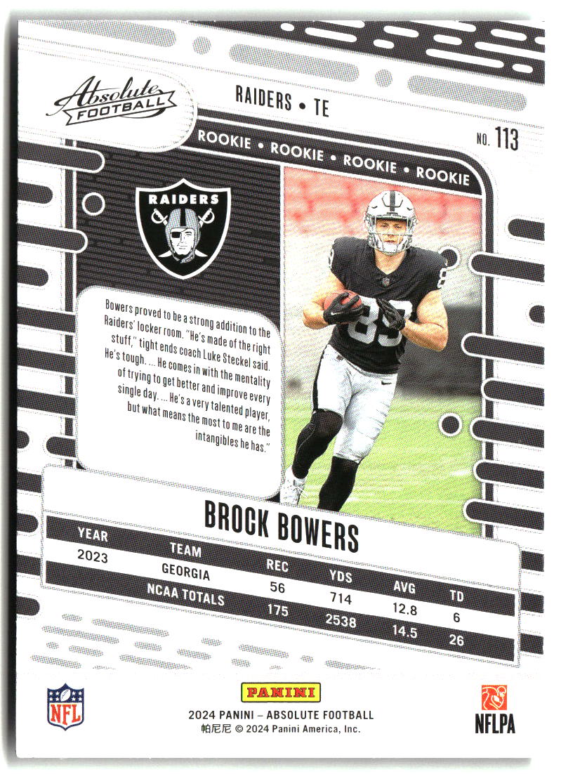 Brock Bowers 2024 Panini Absolute Retail #113