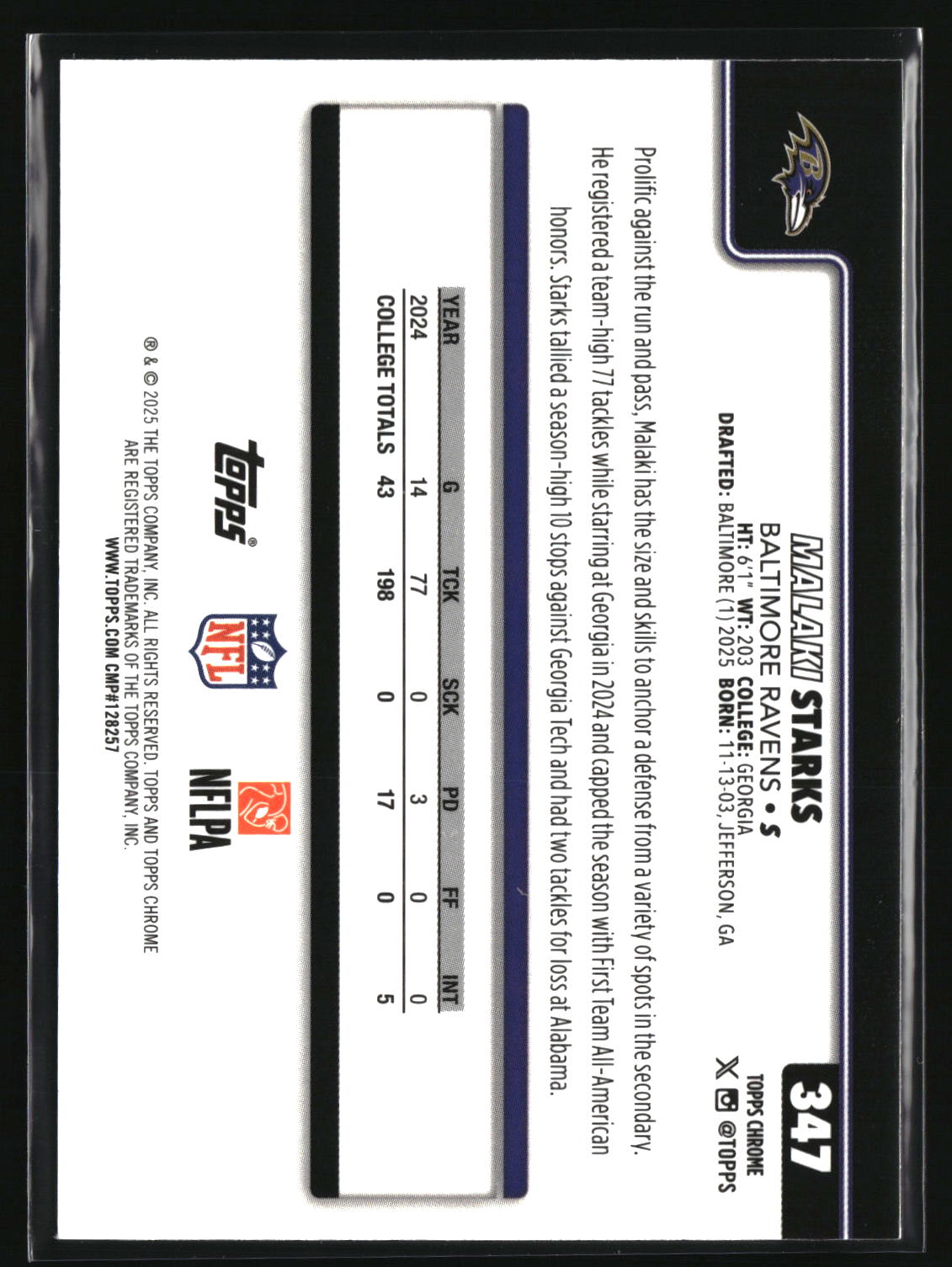 Malaki Starks 2025 Topps Chrome #347