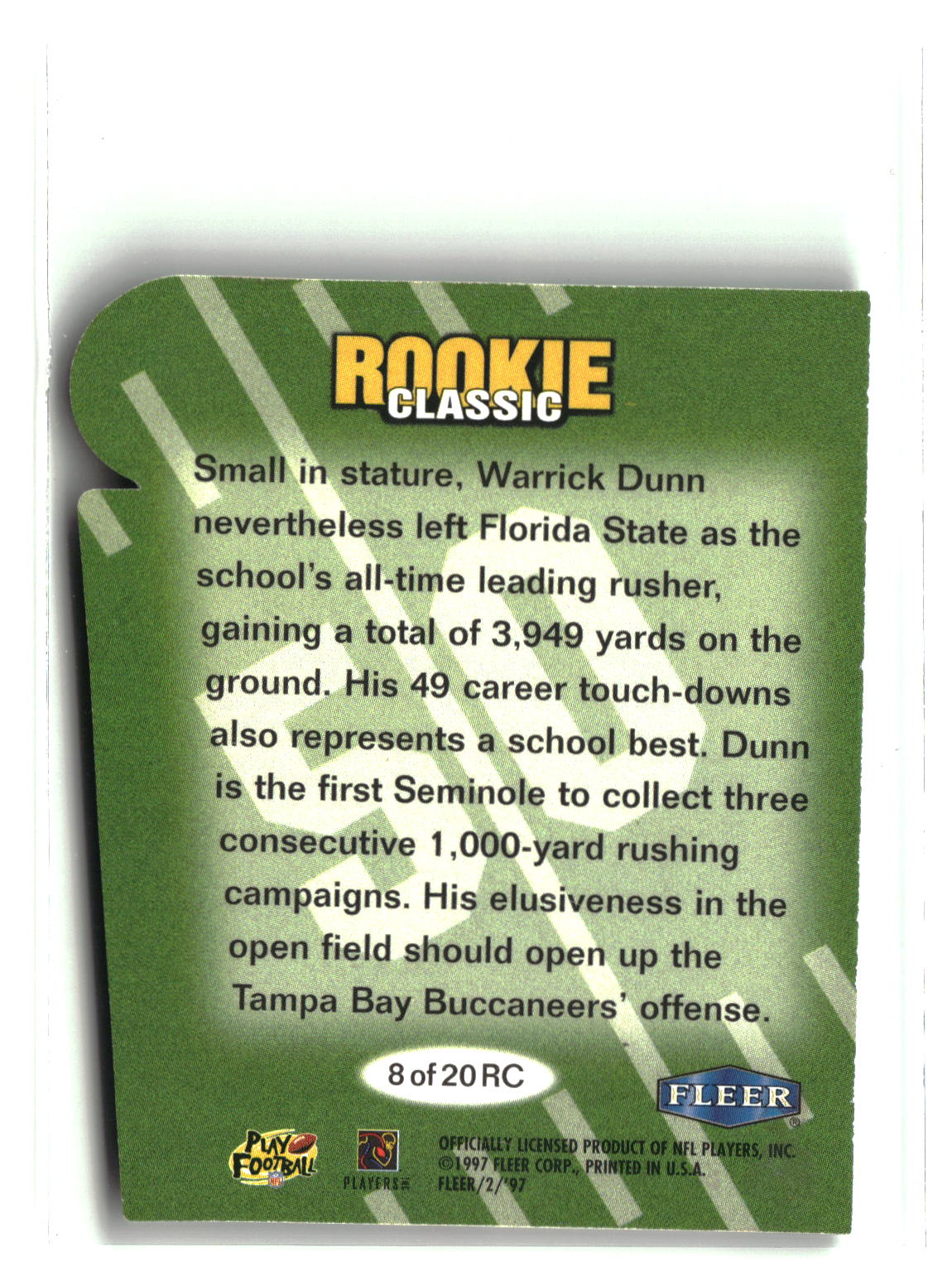 Warrick Dunn 1997 Fleer Goudey II Rookie Classics #8 RC