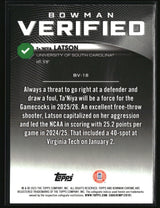 Ta'Niya Latson 2025-26 Bowman Bowman Verified #BV-18