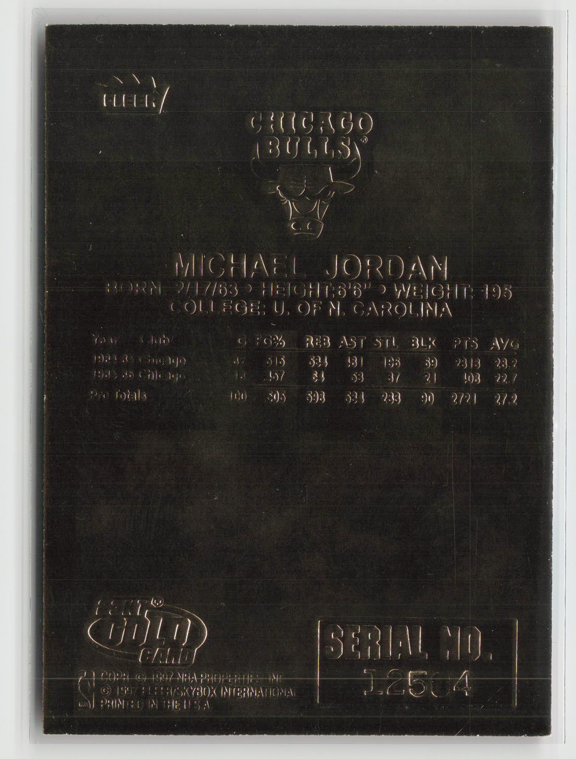 Michael Jordan 1997 Fleer 23KT GOLD "1986 Rookie" Red-White-Blue Border #NNO