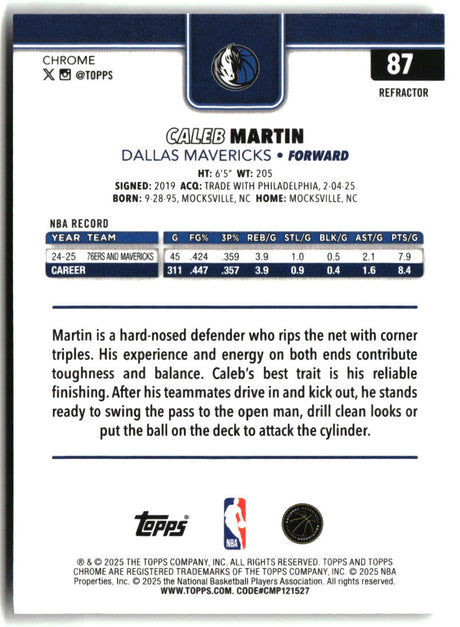 Caleb Martin 2025-26 Topps Chrome Refractor #87