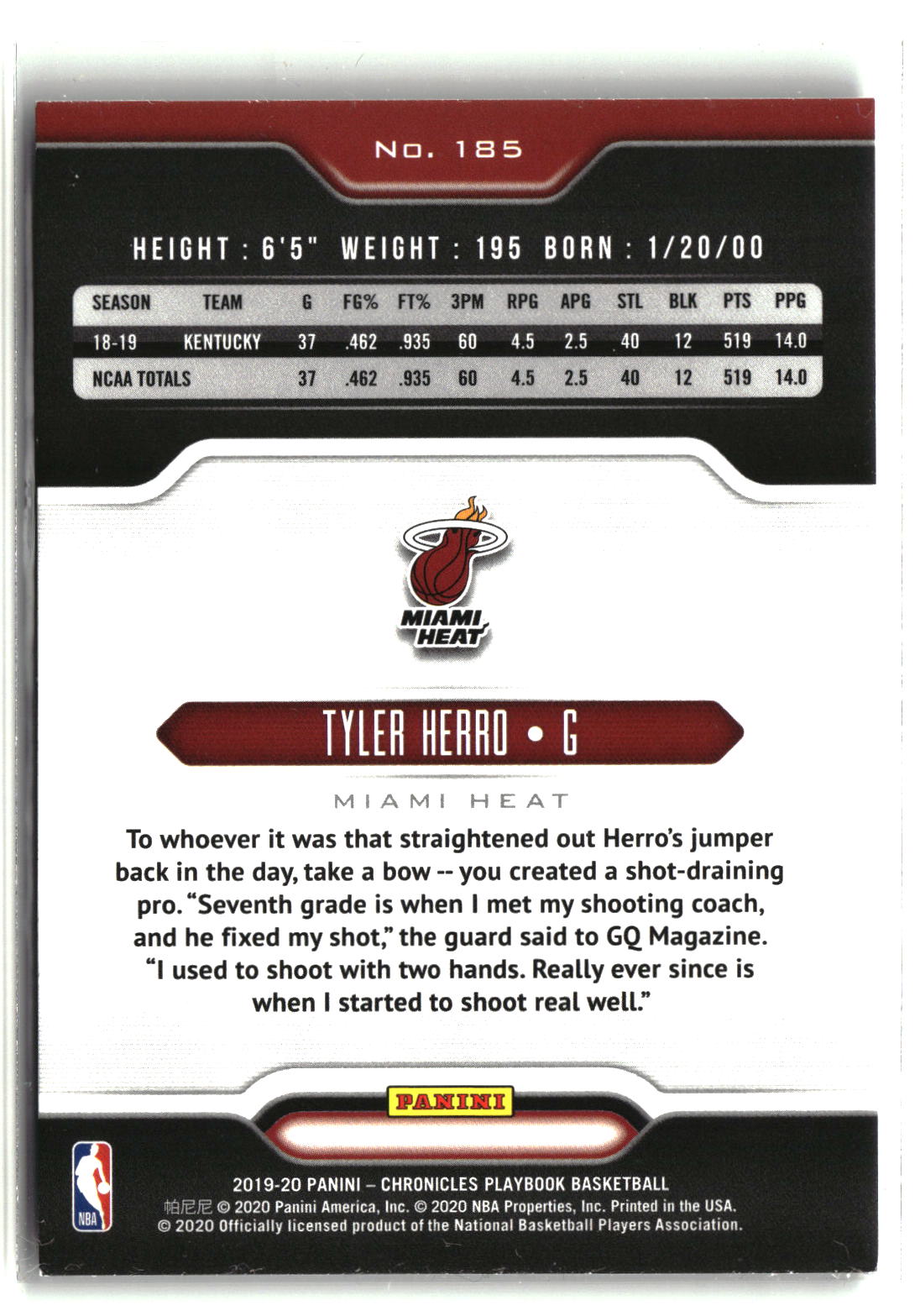 Tyler Herro 2019-20 Panini Chronicles #185