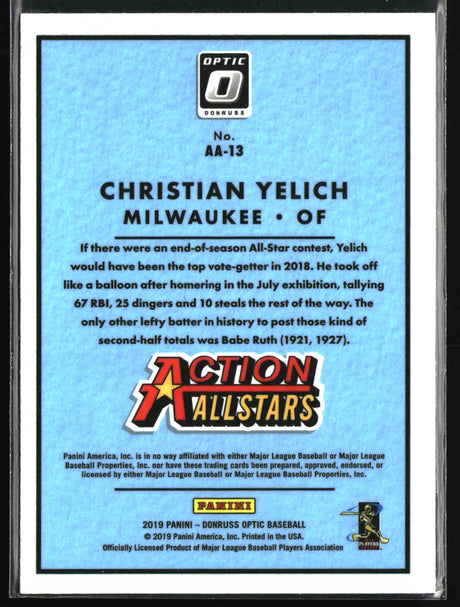 Christian Yelich 2019 Donruss Optic Action Allstars #AA-13