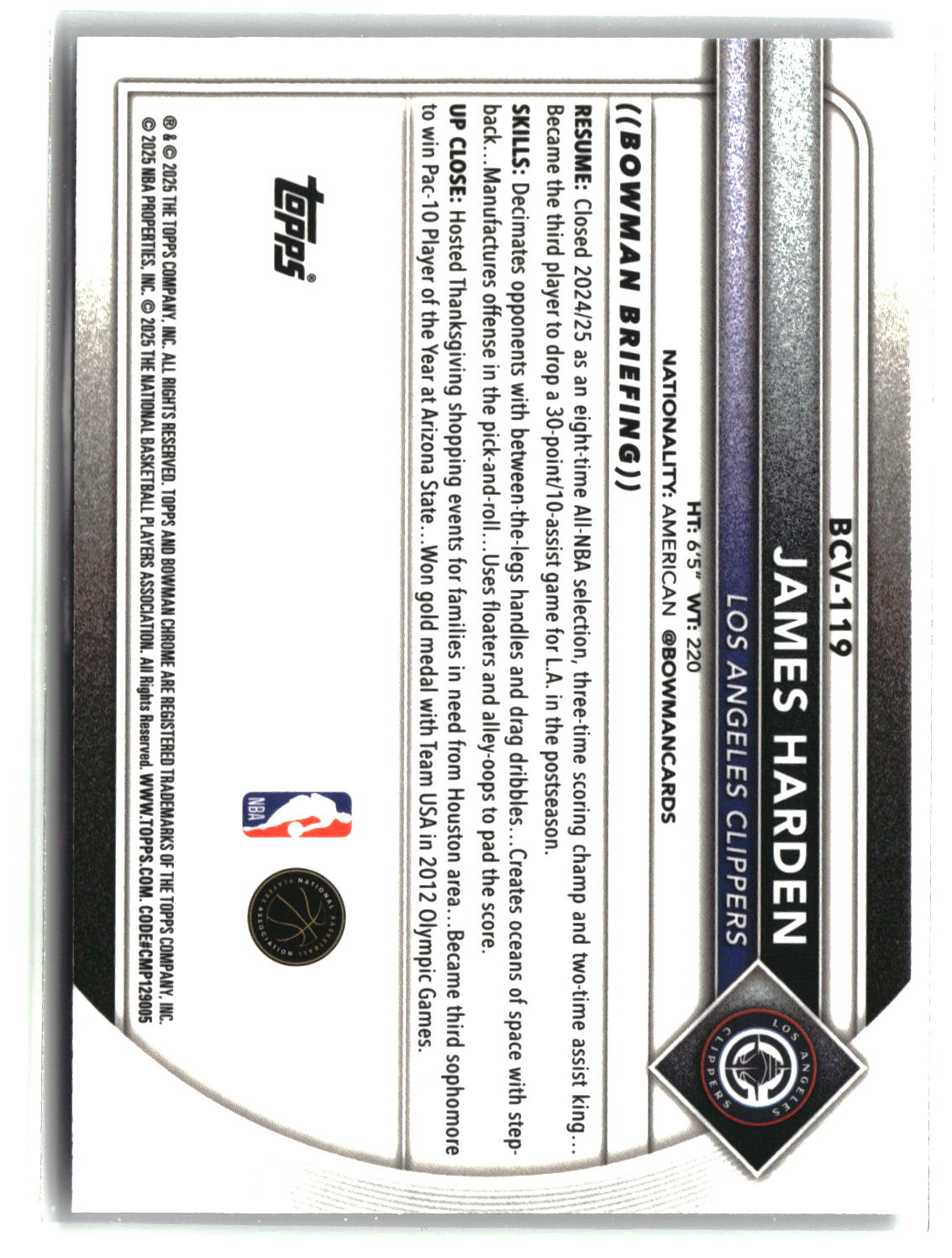 James Harden 2025-26 Bowman Chrome Mojo Refractors #BCV-119
