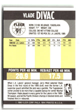 Vlade Divac 1990-91 Fleer #91
