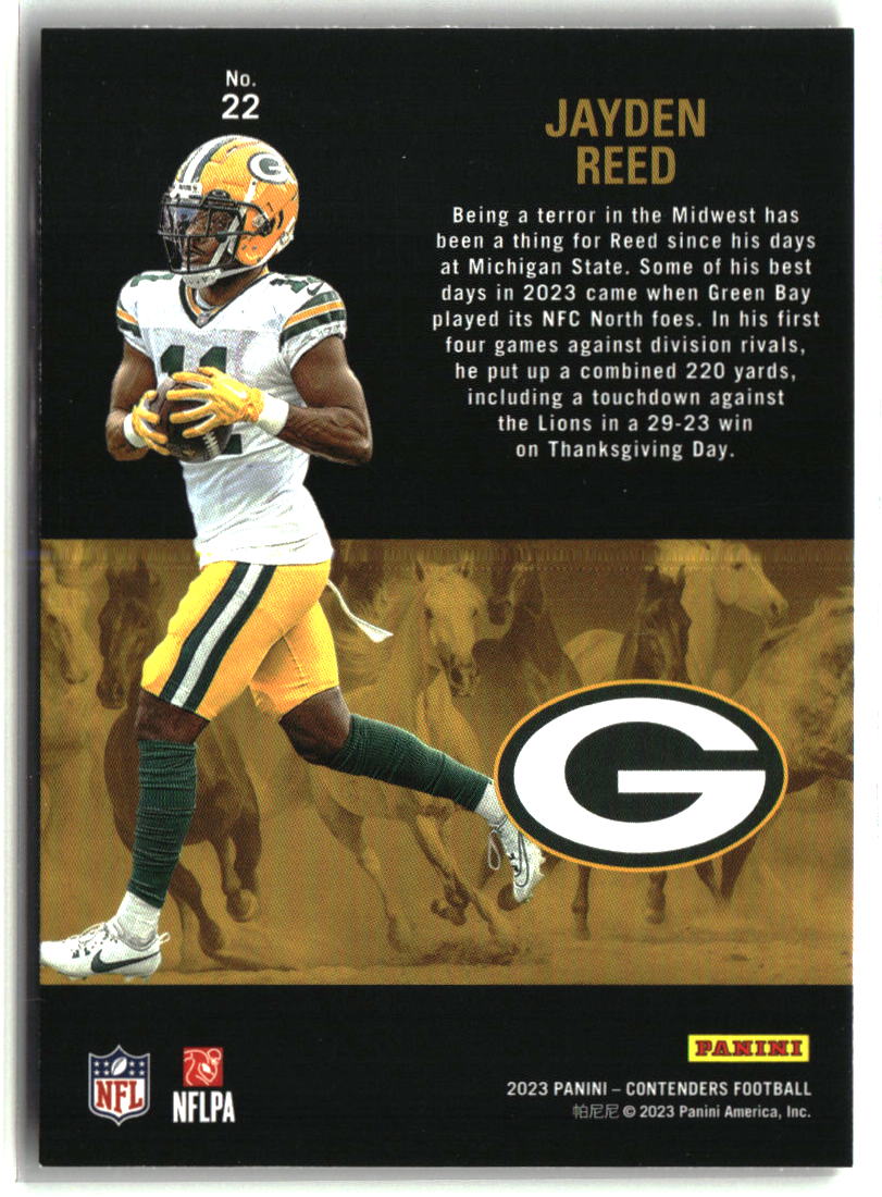 Jayden Reed 2023 Panini Contenders Rookie Stallions #22