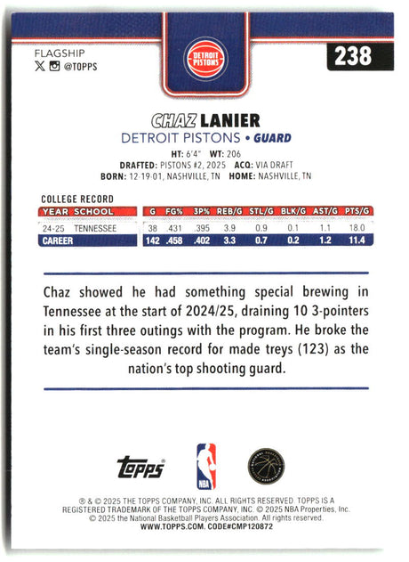 Chaz Lanier 2025-26 Topps #238