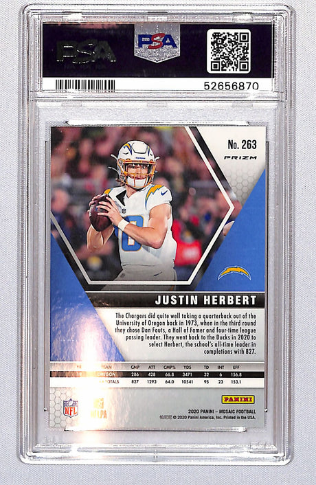 Justin Herbert 2020 Panini Mosaic Reactive Orange #263 PSA 10