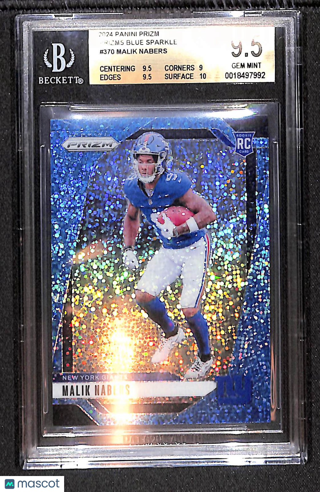Malik Nabers 2024 Panini Prizm Blue Sparkle #370 /96 BGS 9.5