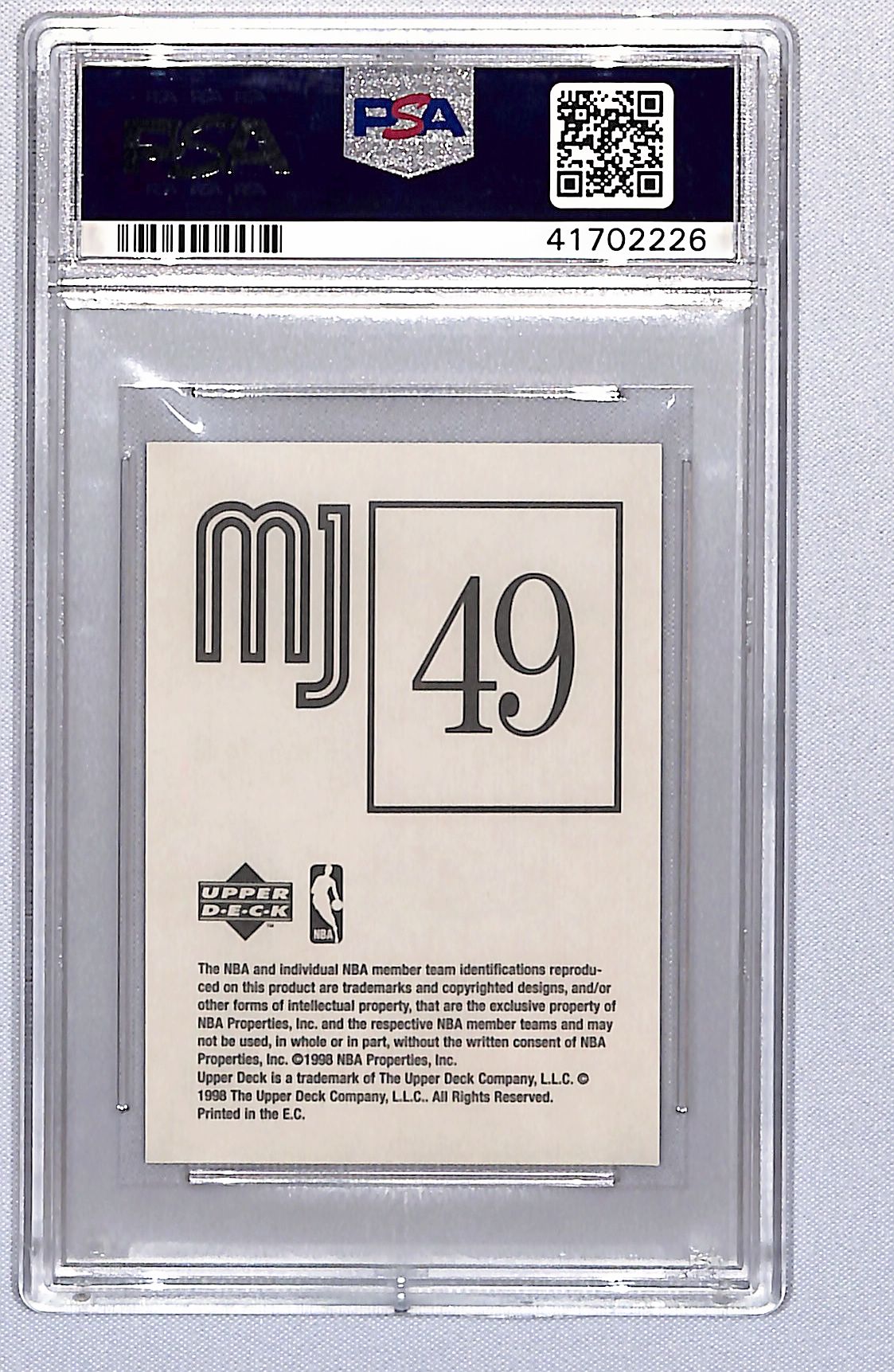 Michael Jordan 1998 Upper Deck International MJ Stickers #49 PSA 9