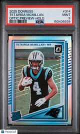 Tetairoa Mcmillan 2025 Panini Donruss Optic Preview Holo #314 PSA 9