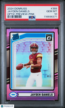 Load image into Gallery viewer, Jayden Daniels 2024 Panini Donruss Optic Preview Pink #389 PSA 10
