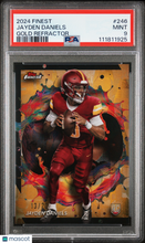 Load image into Gallery viewer, Jayden Daniels 2024 Finest Gold Refractor #246 #/20 PSA 9

