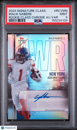 Malik Nabers 2024 Topps Signature Class Rookie Chrome Auto Variation RCVMN PSA 9