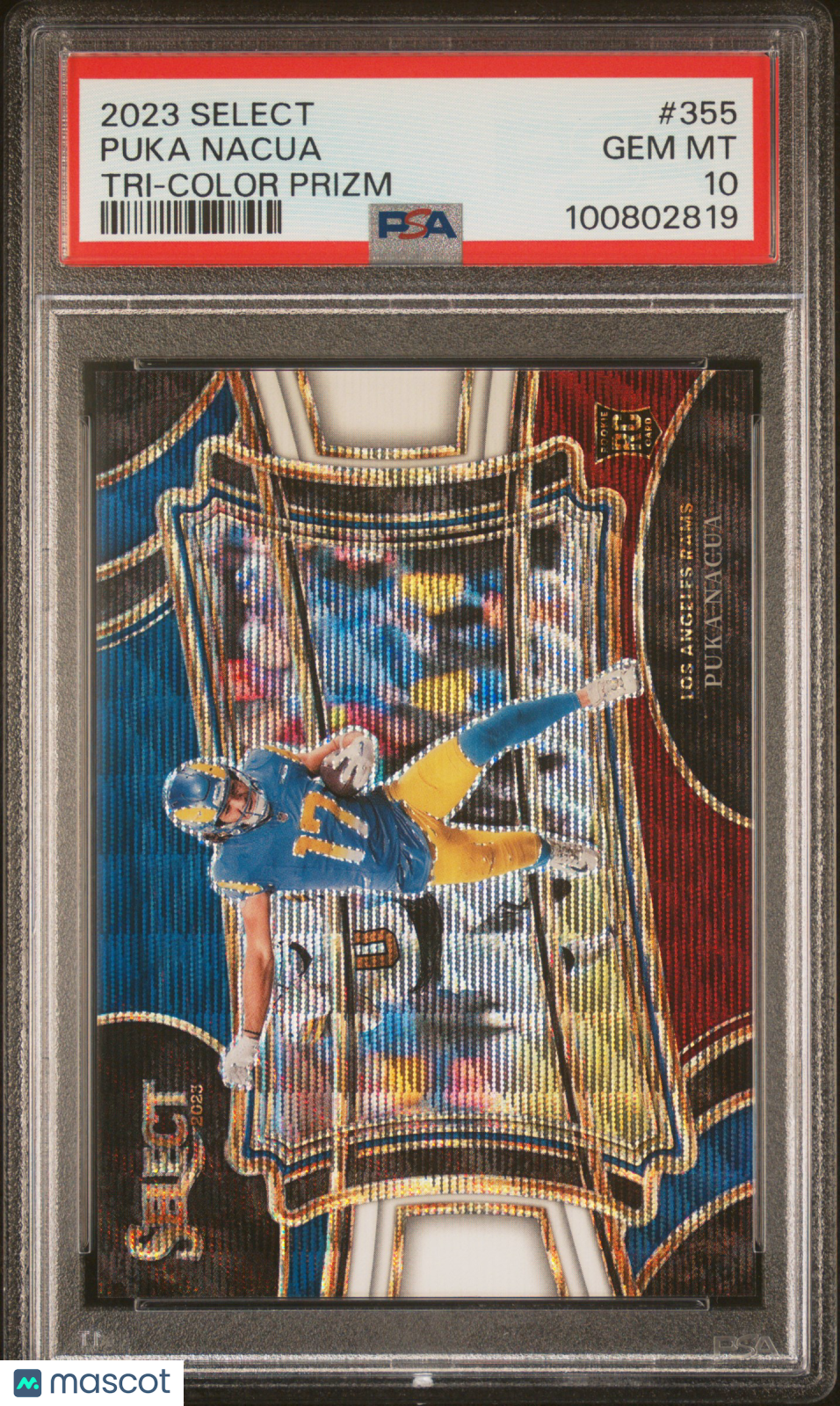 Puka Nacua 2023 Panini Select Tri Color Prizm #355 43/75 PSA 10