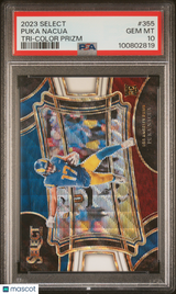 Puka Nacua 2023 Panini Select Tri Color Prizm #355 43/75 PSA 10