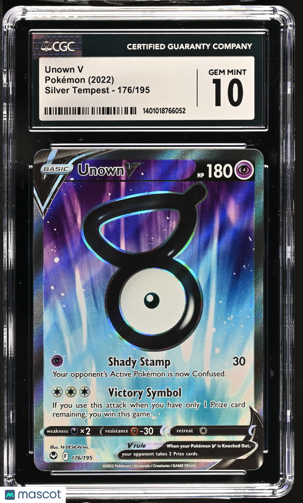 Unown V 2022 Pokemon Silver Tempest #176/195 Ultra Rare Holo CGC 10