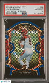 Joe Burrow 2020 Panini Select Die Cut Blue Prizm #46 PSA 10
