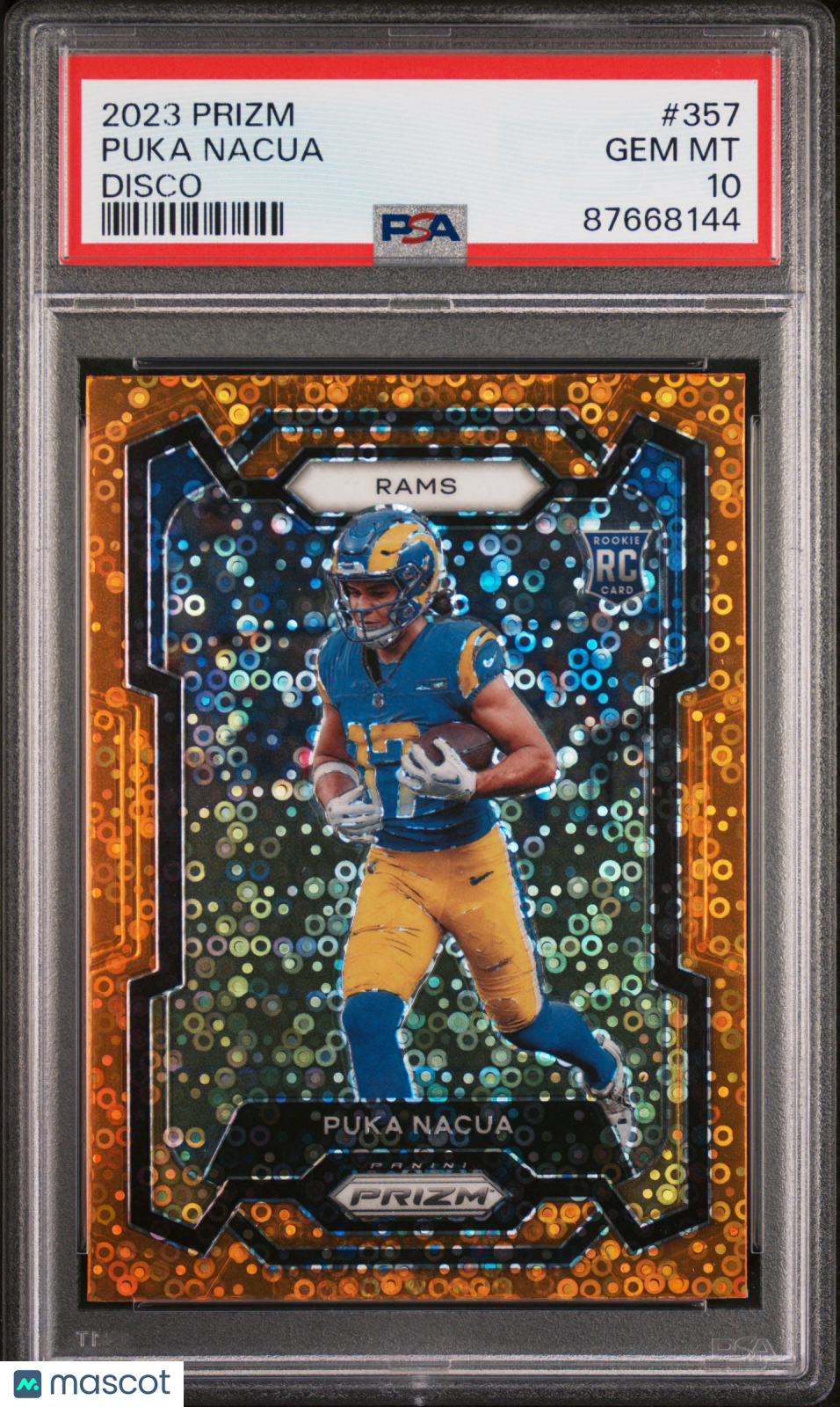Puka Nacua 2023 Panini Prizm Disco #357 PSA 10
