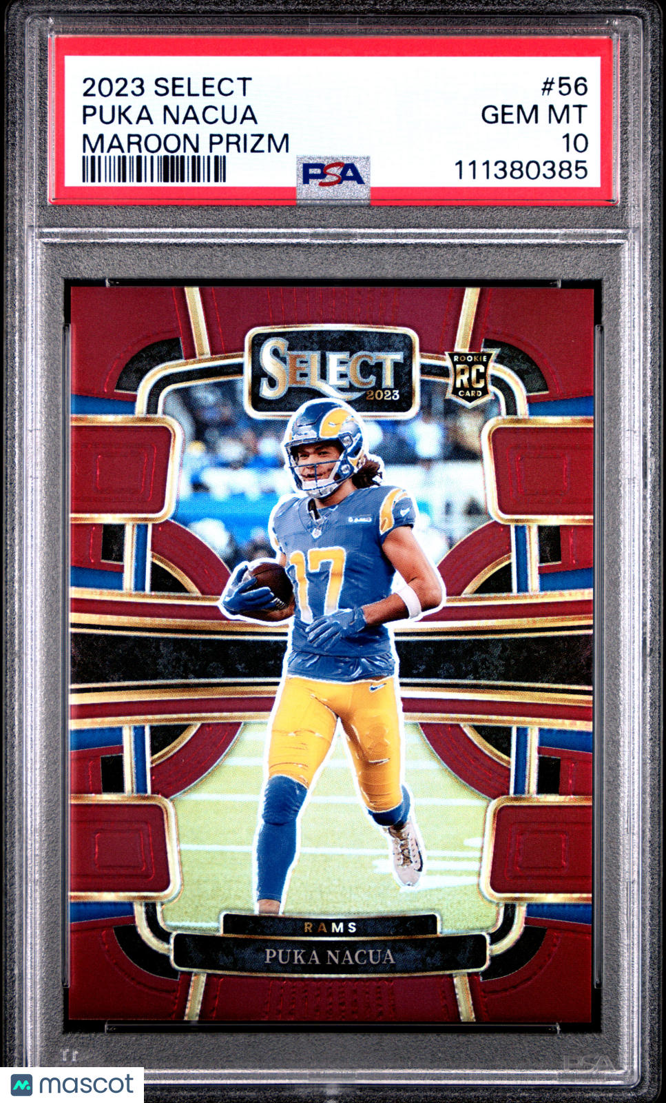 Puka Nacua 2023 Panini Select Maroon Prizm #56 /149 PSA 10