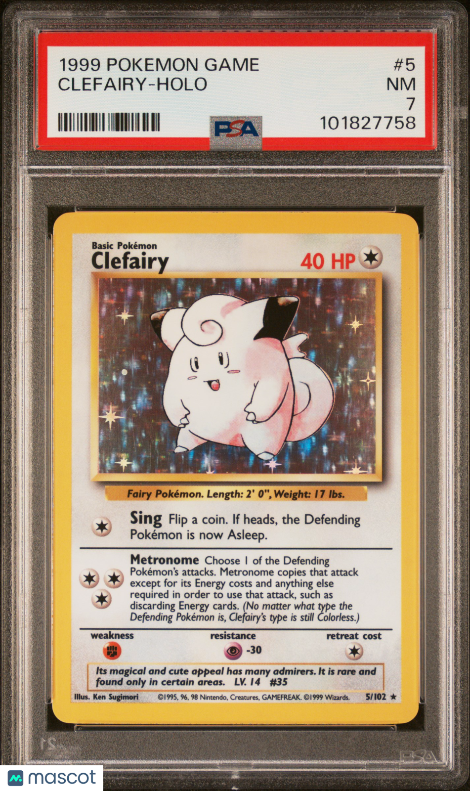 Clefairy 1999 Pokemon Game #5 Holo PSA 7