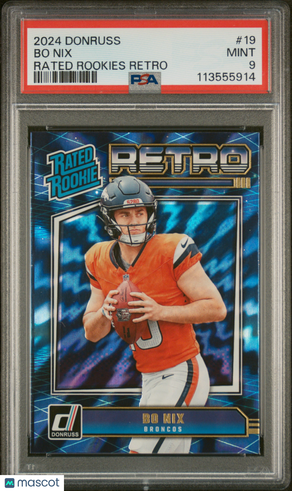 Bo Nix 2024 Panini Donruss Rated Rookies Retro #19 PSA 9
