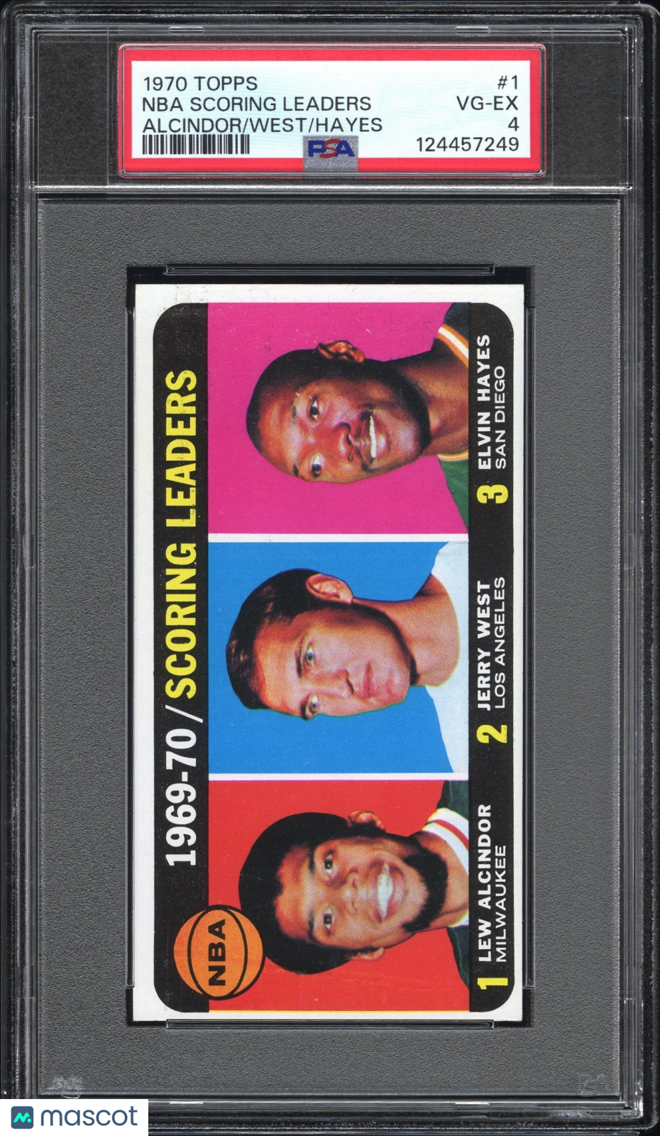 NBA Scoring Leaders 1970 Topps Alcindor West Hayes #1 PSA 4