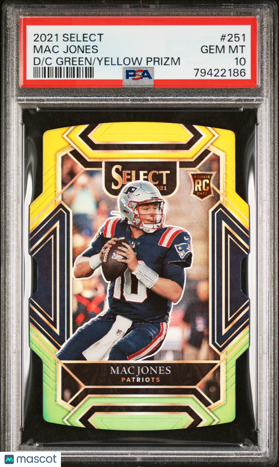 Mac Jones 2021 Panini Select D Green Yellow Prizm #251 PSA 10