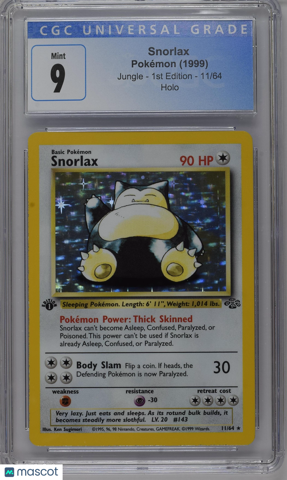 Snorlax 1999 Pokemon Jungle #11/64 Holo CGC 9