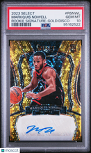 Load image into Gallery viewer, Markquis Nowell 2023 Panini Select Rookie Signatures Gold Disco #RSNWL PSA 10
