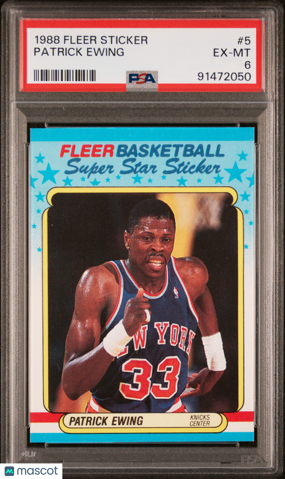 Patrick Ewing 1988 Fleer Sticker #5 PSA 6