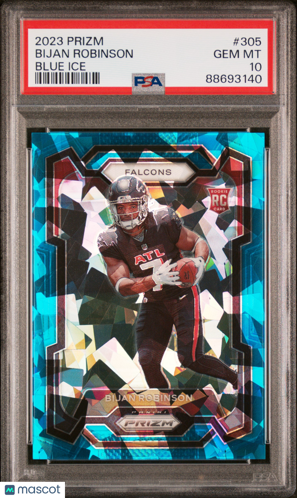 Bijan Robinson 2023 Panini Prizm Blue Ice #305 61/99 PSA 10