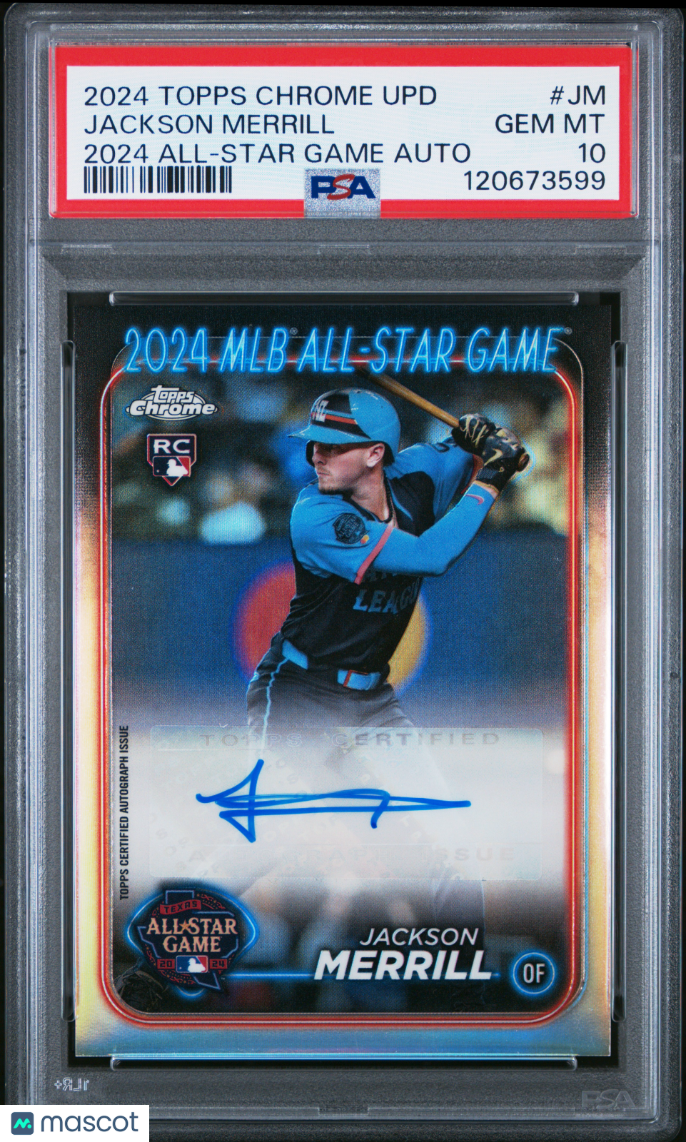 Jackson Merrill 2024 Topps Chrome Update 2024 AllStar Game Autographs #JM PSA 10
